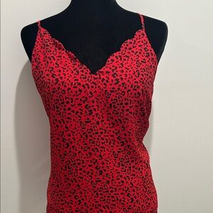 Red Leopard Print Women's Top